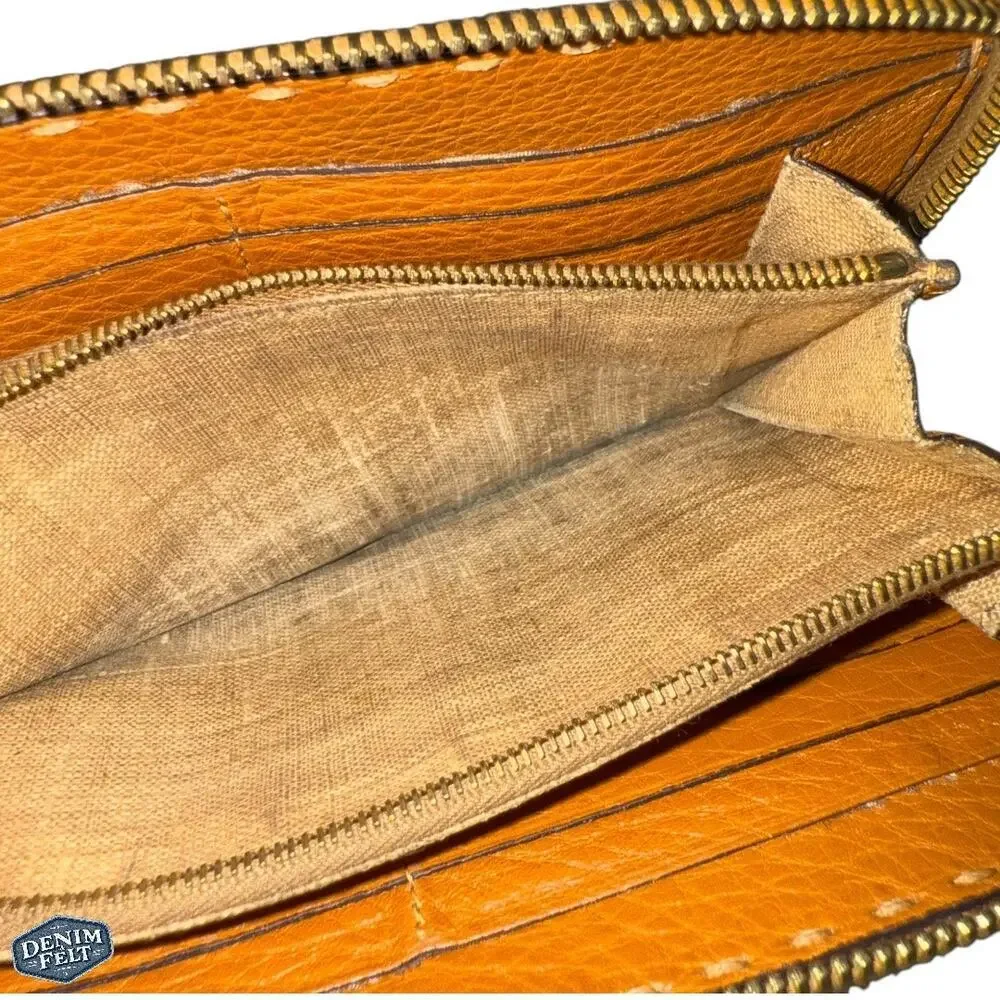 Fendi Selleria Roma Embossed Horse Logo Leather Tan ZipAround Long Wallet | RARE